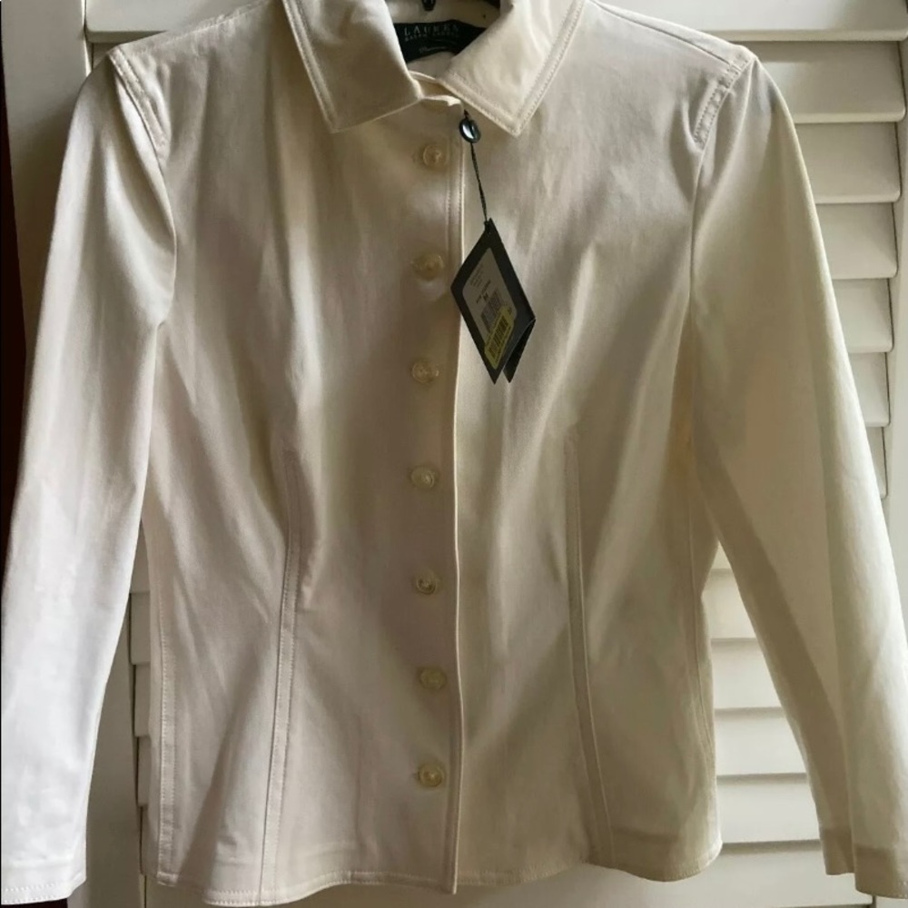 Ralph Lauren Fitted White Jacket “Riviera” M 10 peplum back